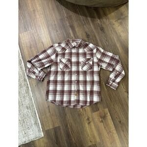 Mens XL Pearl Snap Western Style Dubinik Customized Version Plaid Flannel Shirt